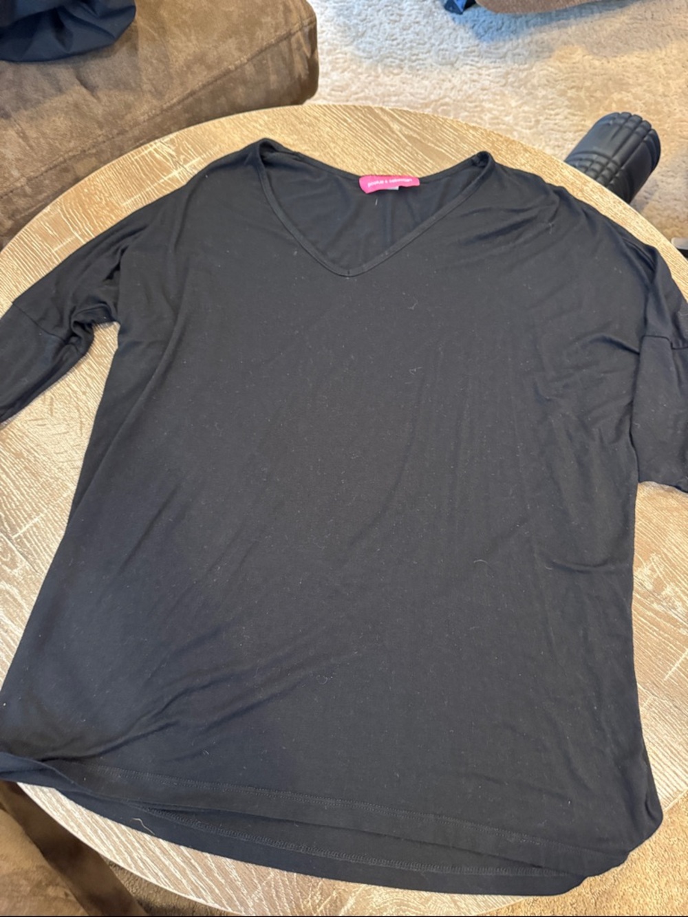 Classic Black V-Neck Long Sleeve Top